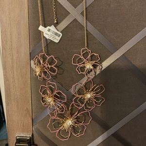 Pink flower statement necklace.